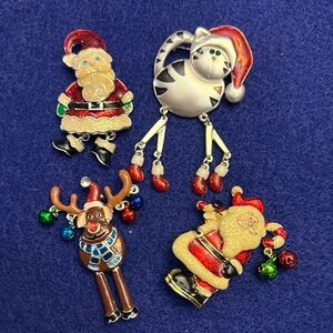 Holiday Brooch Set with Bells